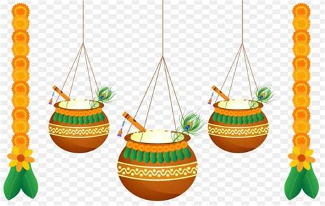 three hanging drums with green leaves and yellow flowers on the strings, hd png