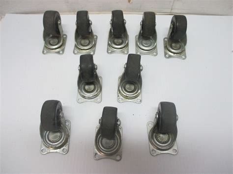 Lot Of 10 2 Rubber Wheel Swivel Casters 2 14 X 1 34 Plate 90