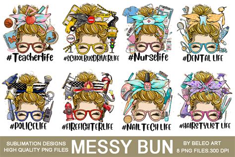 Messy Bun Yellow Hair Job Designs Bundle Illustration Par Beleo Art