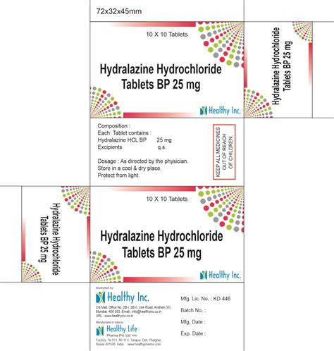 Hydralazine Tablets Healthy Inc