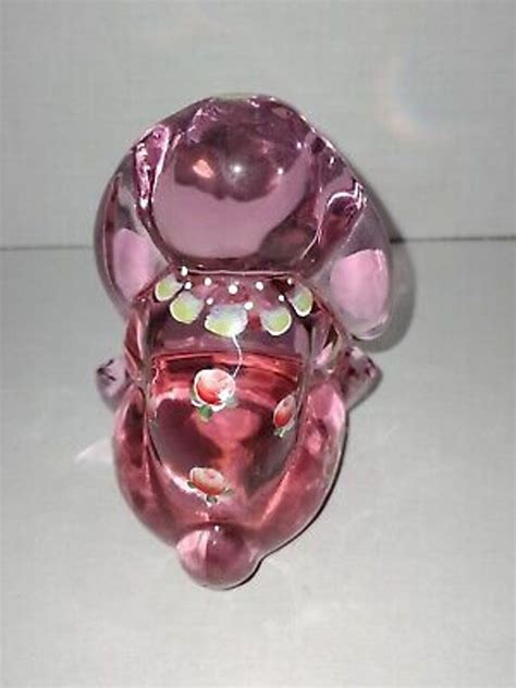 Fenton Glass Bunny Rabbit Floppy Eared Springtime Rose Colored Etsy