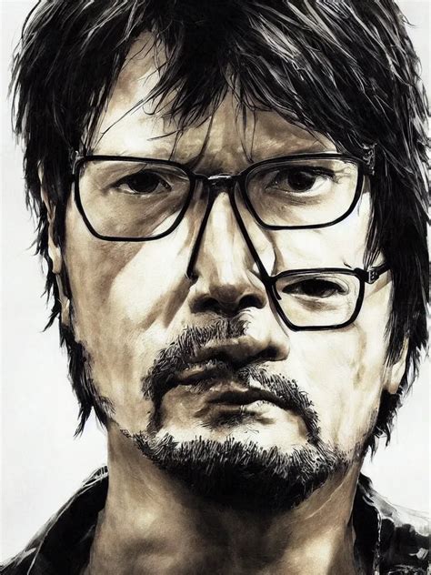 A Centered Portrait Painting Of Hideo Kojima By Yoji Stable Diffusion