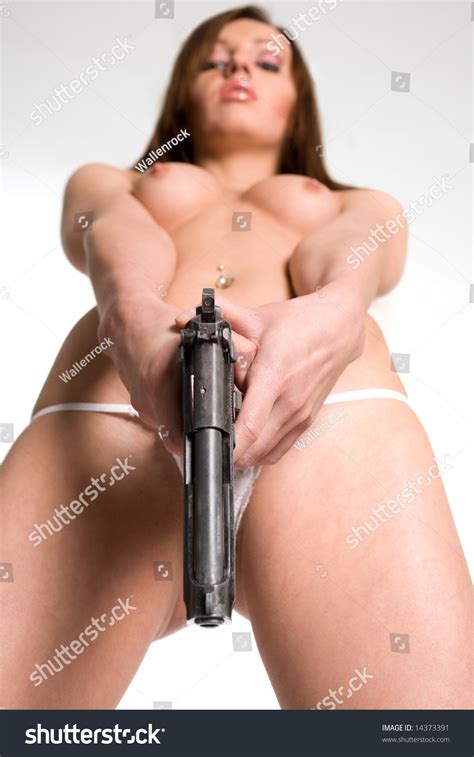 Sexy Naked Woman Gun Stock Photo 14373391 Shutterstock
