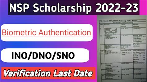 NSP Scholarship 2022 23 Last Date NSP Biometric Authentication Last