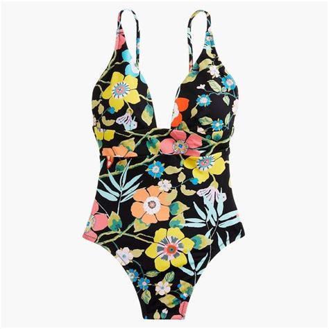 Deep V Neck French One Piece Swimsuit In Liberty Pavilion Floral