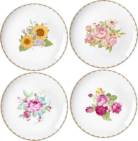 Bicuzat Vintage Floral Flowers Pattern Ceramic Salad Plates Pasta