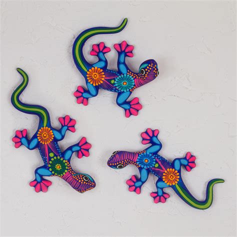 Hand Painted Mexican Ceramic Wall Art Lizards Set Of Lizard Fun