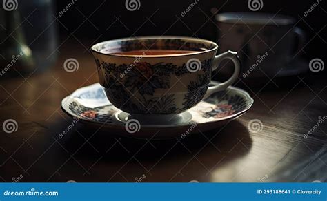 Tea Cup Hot Beverage On Table Stock Illustration Illustration Of Table Rustic
