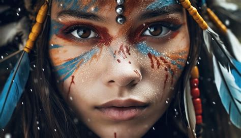 Premium Ai Image Native American Wear Woman Striking Lowkey Image