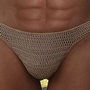 Handmade Crochet Men S Bikini Swim Bottoms Unique Swimwear For Beach Lovers Etsy
