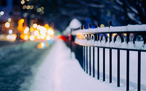 Fence Winter City Night HD desktop wallpaper : Widescreen : High ...