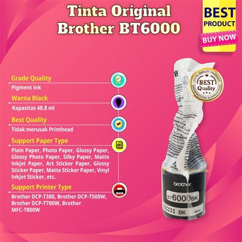 Jual Tinta Refill Brothr Original Bt Bk Black Tinta Refill Printer