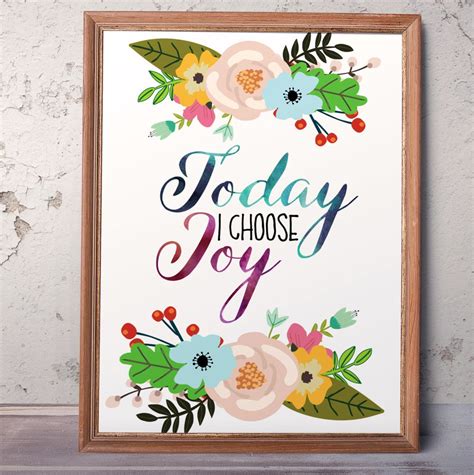 Today I Choose Joy Art Print Nursery Decor Positive Wall Art Etsy