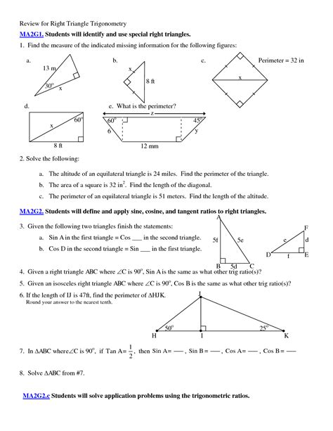 Trigonometry Word Problems Worksheets With Answers In 2022