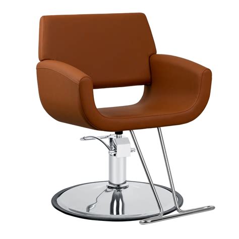 Emma Salon Styling Chair In Cognac Short Round Chrome Minerva Beauty