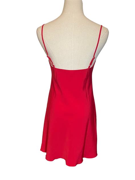 Josie Natori Satin Nightgown Lingerie Chemise Xs Red Gem