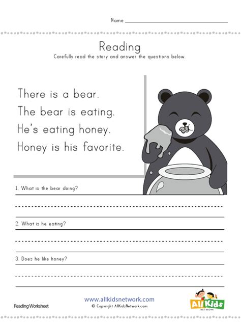 Bear Reading Comprehension Worksheet | PDF