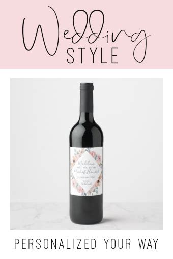 Dusty Rose Florals Will You Be My Bridesmaid Wine Label Zazzle