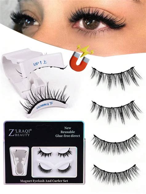 Pairs Set Magnetic False Eyelashes Kit With Tweezers Reusable Thick