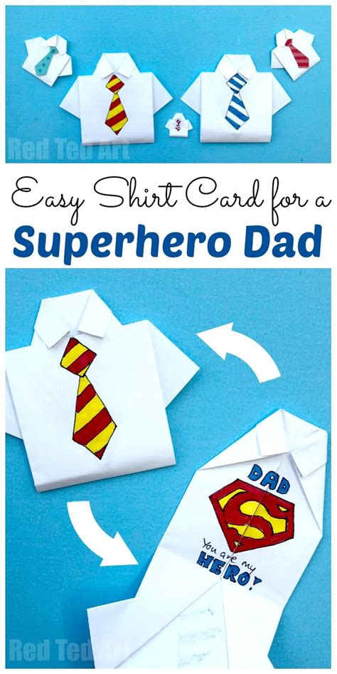 Easy Origami Shirt - Father's Day Card - Red Ted Art - Kids Crafts