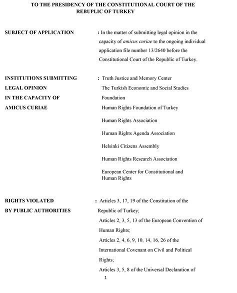 Amicus Curiae Report On Enforced Disappearances Hafıza Merkezi