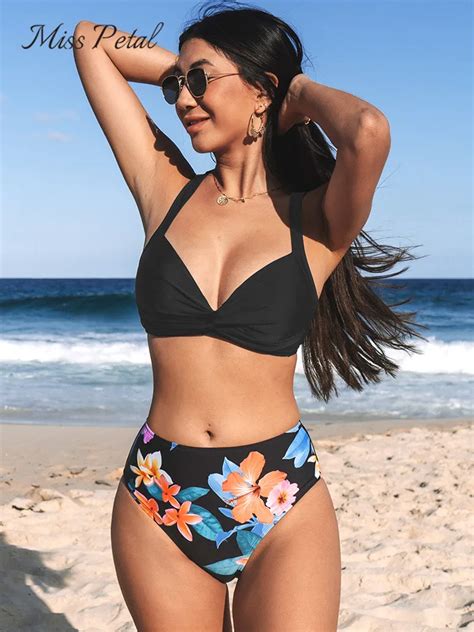 Push Up BH Und Bikini Mit Hoher Taille F R Frauen Sexy Krawatte Zur Ck V