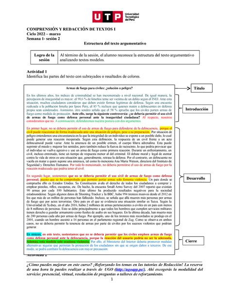 S S Material Estructura Del Texto Argumentativo Marzo