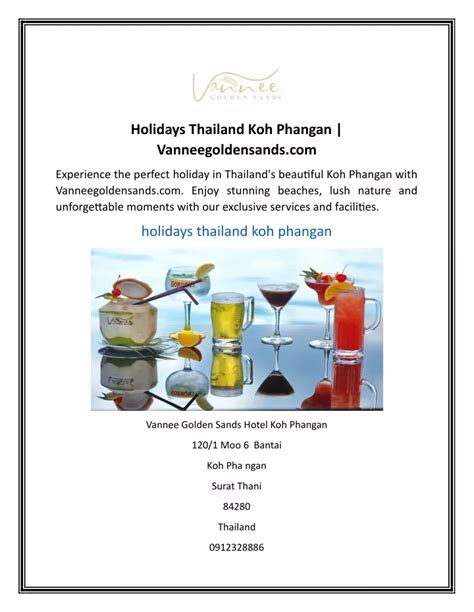 PPT Holidays Thailand Koh Phangan Vanneegoldensands PowerPoint