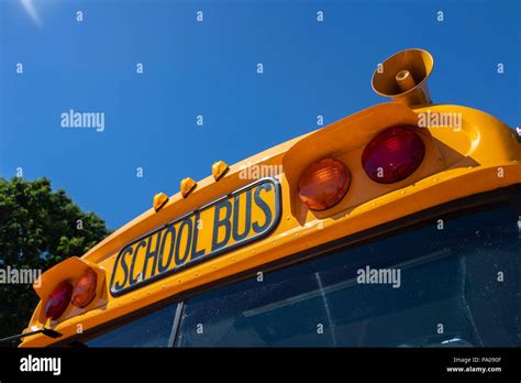 Classic Yellow American School Bus Sign Stock Photo Alamy