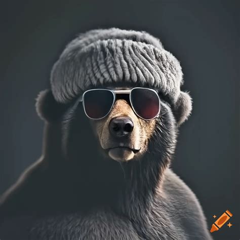 Cool Bear Wearing Sunglasses And Ushanka Hat On Craiyon