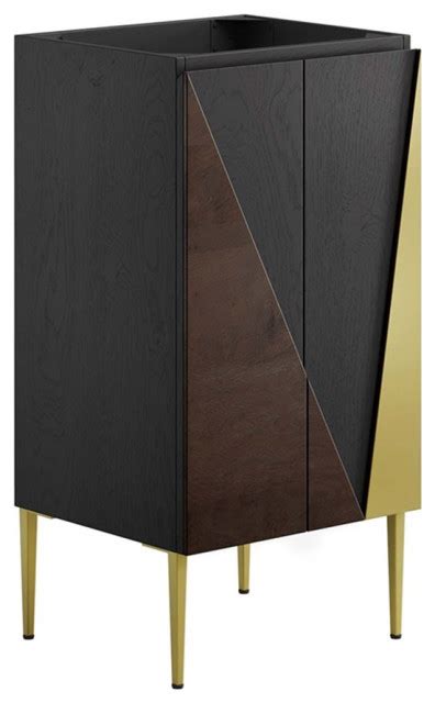 Modway Alchemist 18 Modern Wood Bathroom Vanity Cabinet In Black And Gold Contemporary