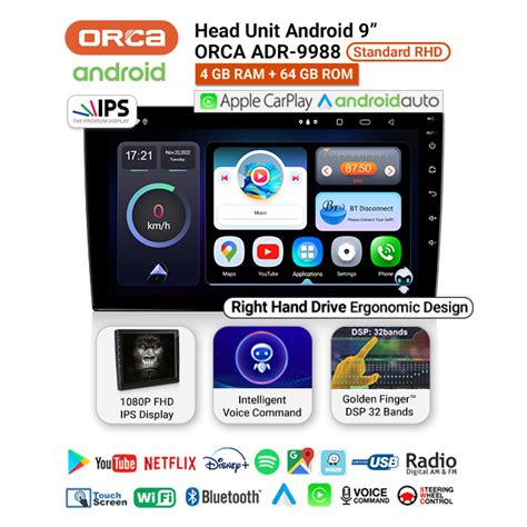 Head Unit Android Auto Carplay Inch Orca Adr Standard Gb