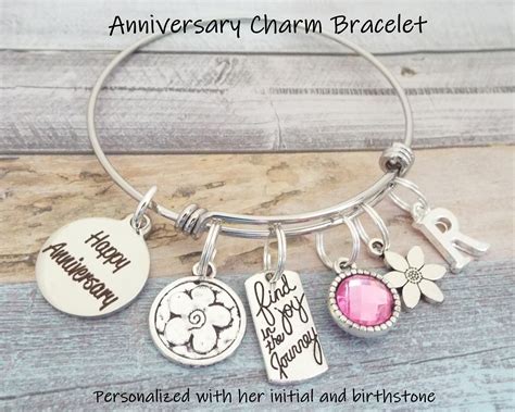 Anniversary Gift Charm Bracelet, Gift for Anniversary, Personalized ...