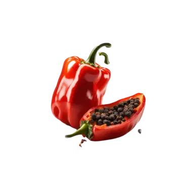 Red Bell Pepper And Black Isolated On White Background Red Bell Pepper