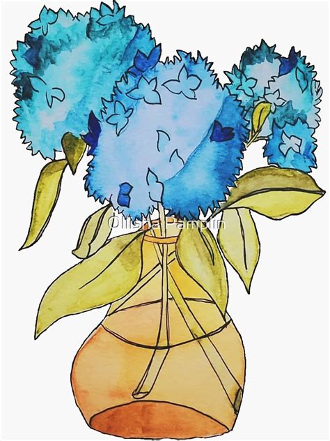 Blue Hydrangeas Sticker For Sale By Willknitforfood Redbubble