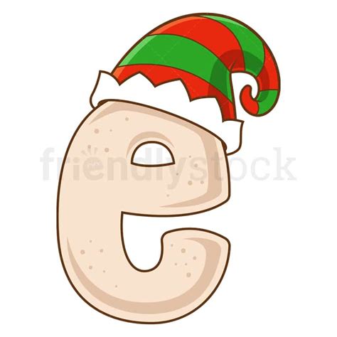 Cartoon Christmas Lowercase Letter E Vector Graphic Friendlystock