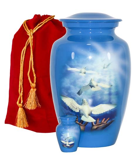 Buy THE ASCENT MEMORIAL Going Home Doves Blue Cremation Urns For Human