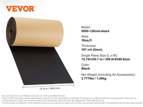 Vevor Tapis D Isolation Phonique Mm Insonorisation Voiture M