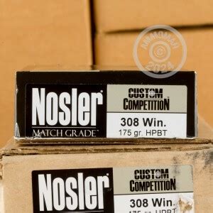 20 Rounds Of 308 Win 175 Grain Nosler Custom Competition HPBT Match