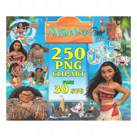 250 Moana Clipart Digital Bundle Moana Hawaii Font Moana B Inspire