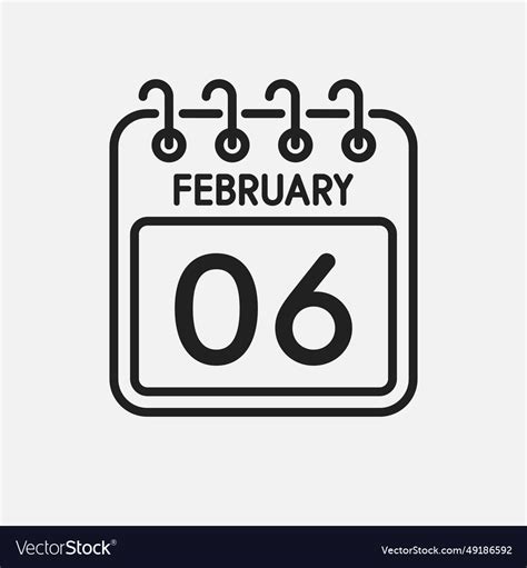 Icon page calendar day - 6 february Royalty Free Vector