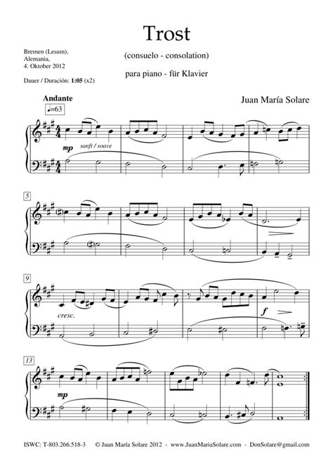 Trost piano solo by Juan María Solare Sheet Music for Easy Piano at