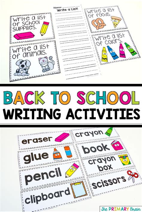 Back To School Writing Activities Writing Activities First Grade