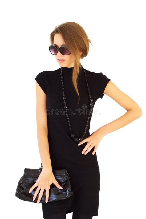 Blonde De Jeune Fille Dans La Robe Courte Noire Photo stock Image du caucasien beauté 36491172