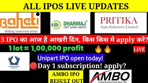 Baheti Dharmaj Pritika Ipo Last Day Final Decision Lakh Profit