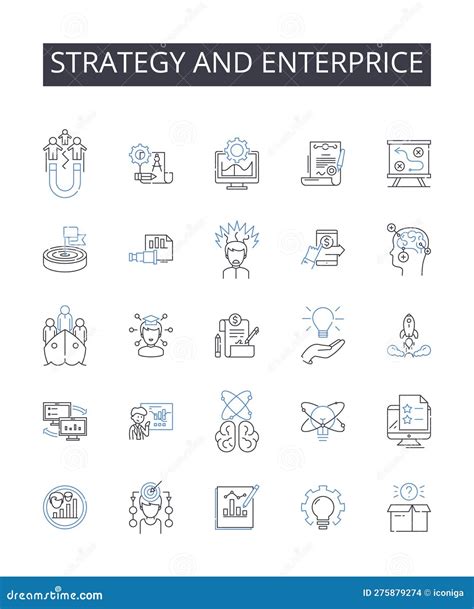 Strategy And Enterprice Line Icons Collection Entrepreneur Startup