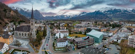 Aerial View Of Cathedral Of St Florin In Vaduz Liechtenstein 6970198