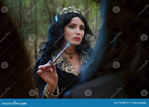 Portrait Of A Beautiful Witch Woman Stock Image Image Of Darkness