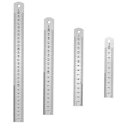 ZIOYA 4 Stück Edelstahl Lineal Doppelseitig Metall Lineal Stahllineal