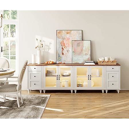 Amazon WAMPAT Sideboard Buffet Cabinet Modern Wood Glass Buffet